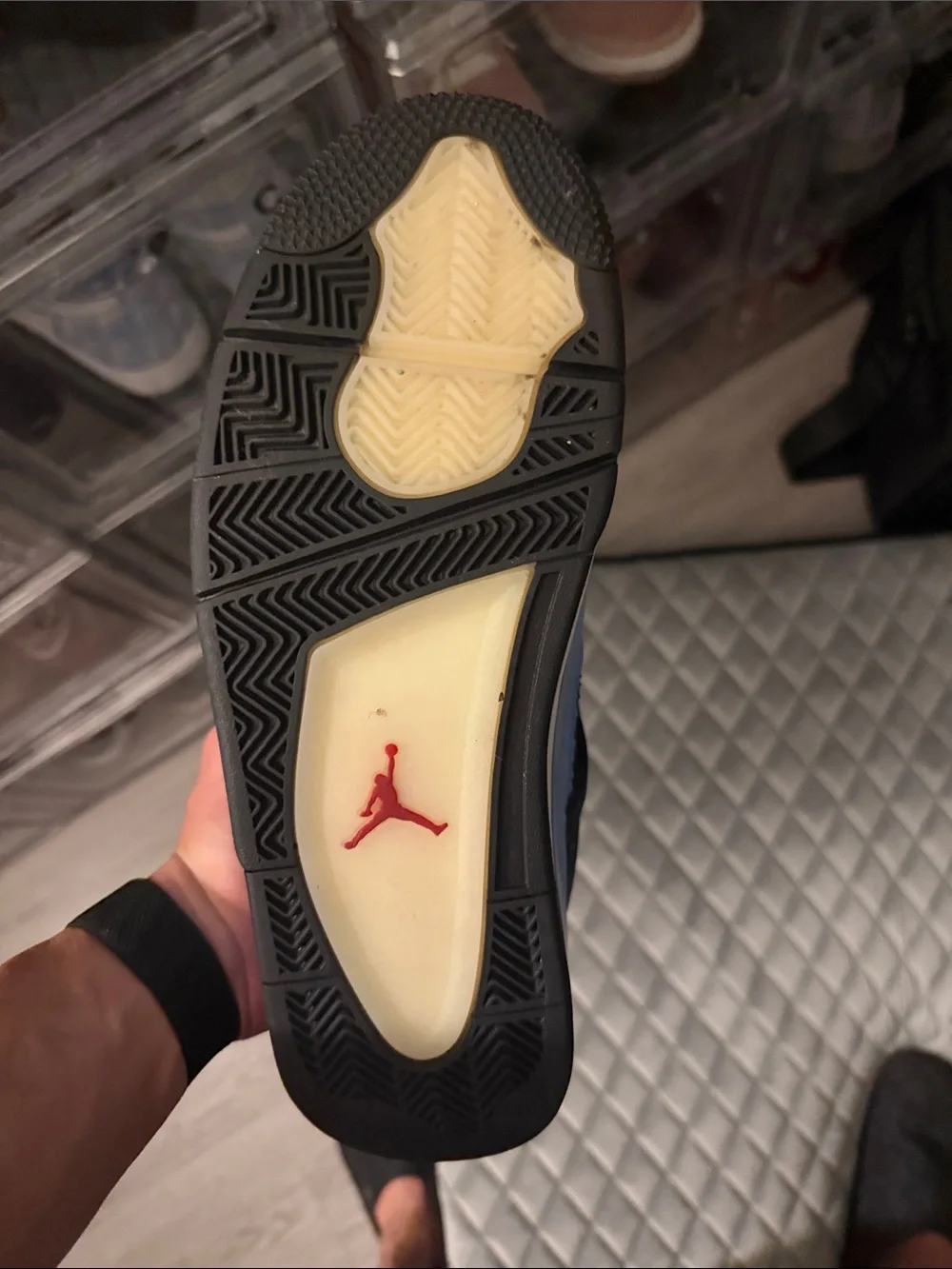 Jordan Men’s Powder Blue and Black Sneakers with Red Lining